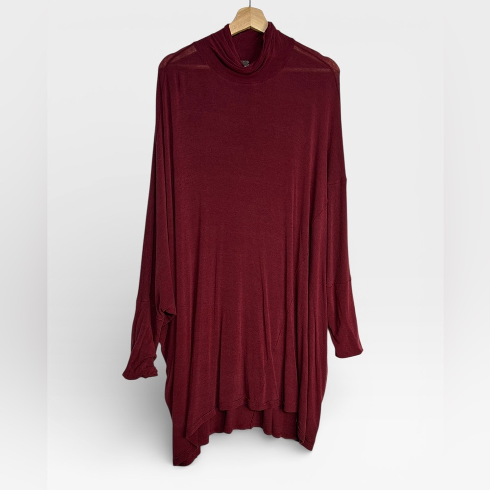 5 for $25🔥Free People We the Free Wine Jersey Knit Poncho Blouse Large